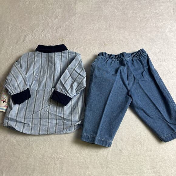 Vtg Disney Babies Mickey Mouse 2 Piece Outfit 0-6 Months Set Jeans Embroidered - Picture 3 of 5